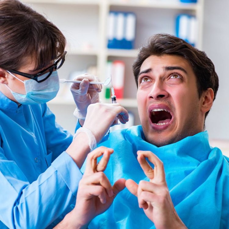 man at dentist scared