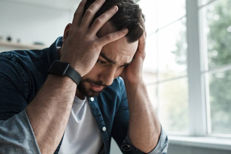 man anxious of dentist