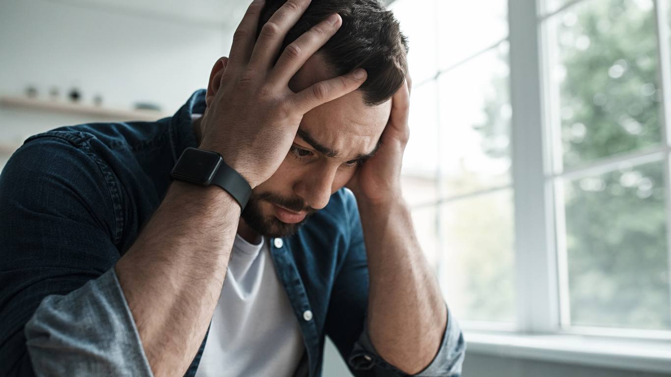 man anxious of dentist